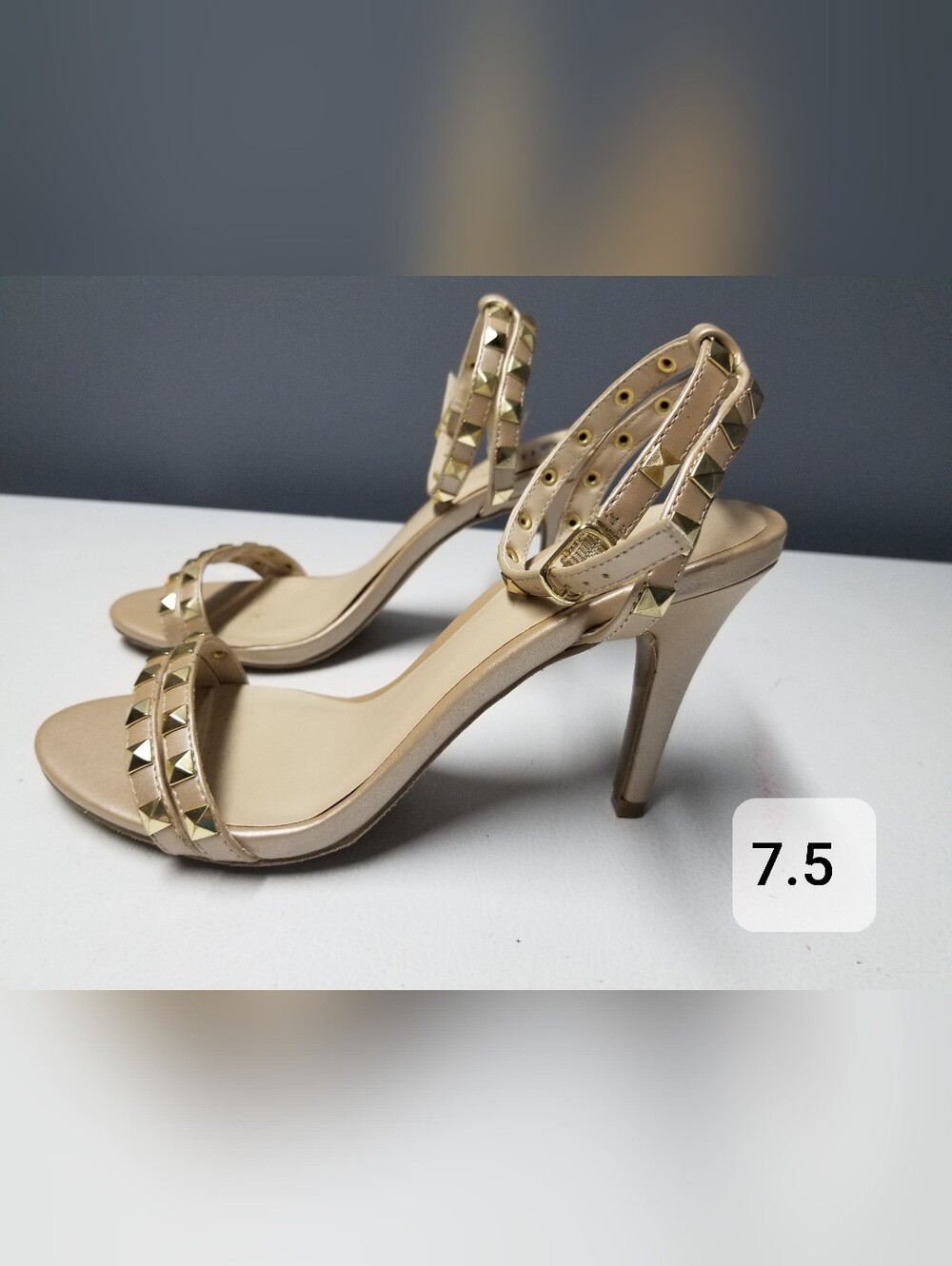 Diba Shoes Heels 7.5 Cream Formal Business Party Studded Strappy